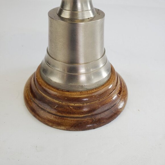 Vintage Chrome Globe Metal on Stand Wooden Base Home Office Art Deco 11'' Tall - Picture 3 of 4